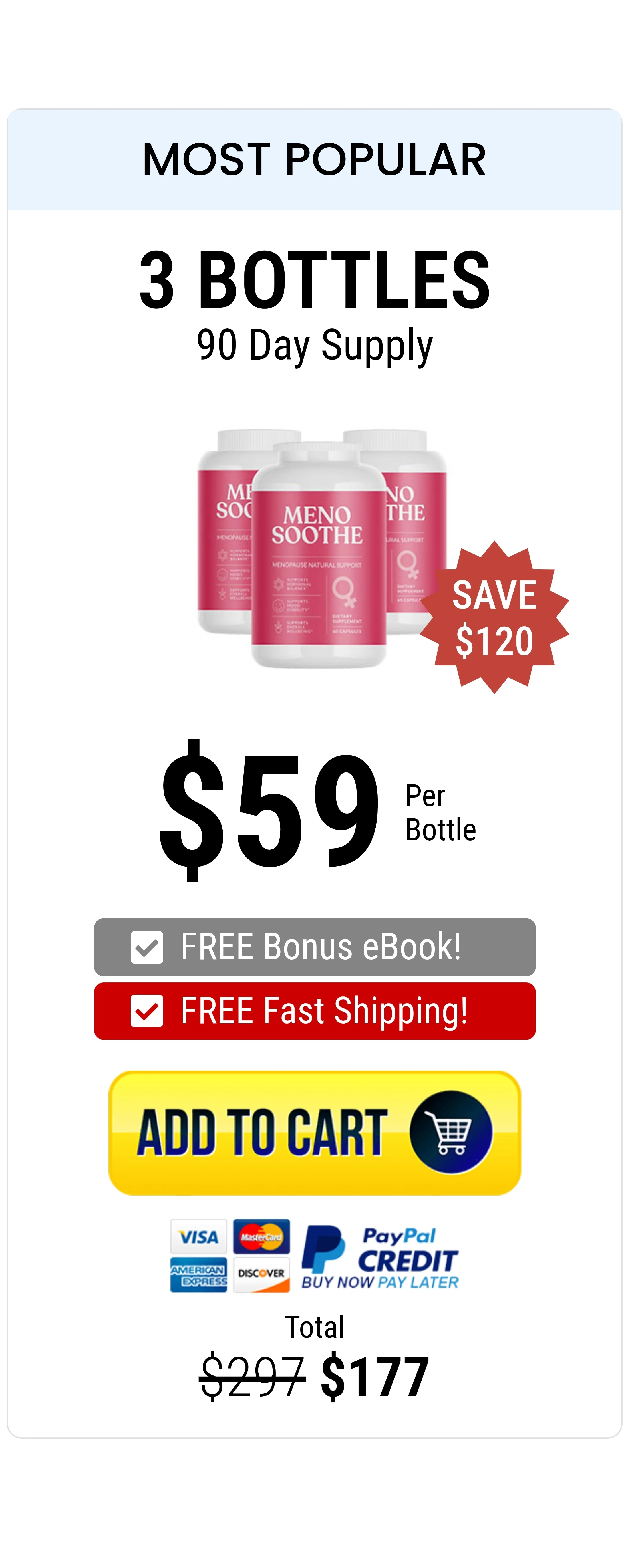 Menosoothe™ 3 bottles pricing